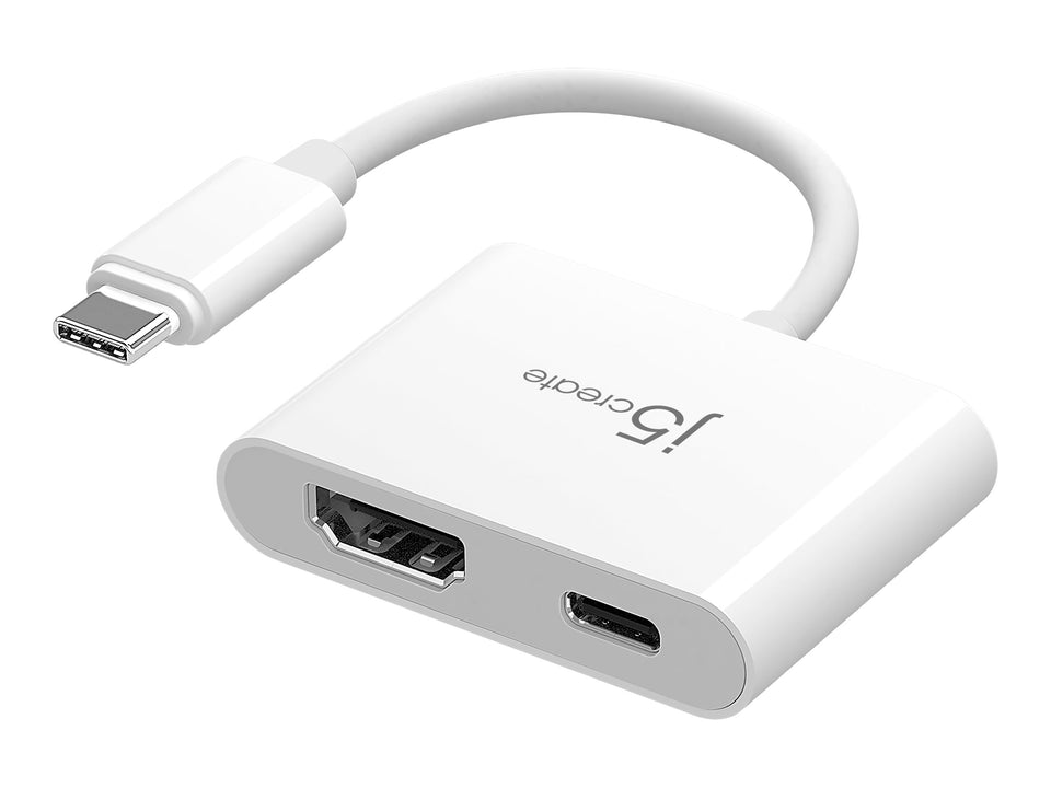 j5create JCA152 - Videoadapter - USB-C männlich zu HDMI, USB-C weiblich - 8.2 cm - weiß - 4K Unterstützung, USB-Stromversorgung (100 W)