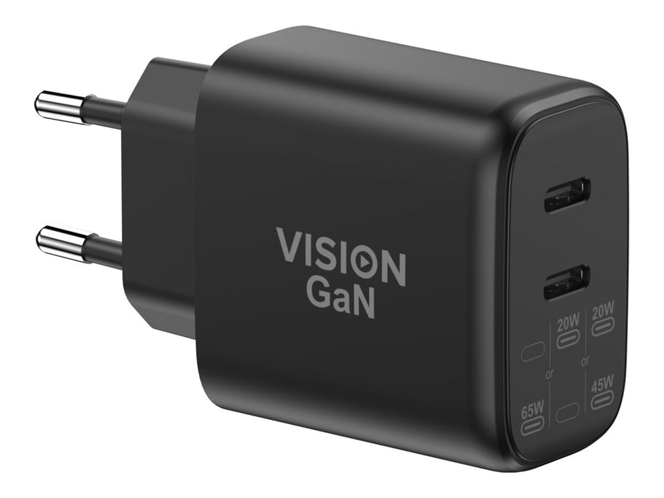 Vision Netzteil - 65 Watt - 3.25 A - 2 Ausgabeanschlussstellen (2 x USB-C)