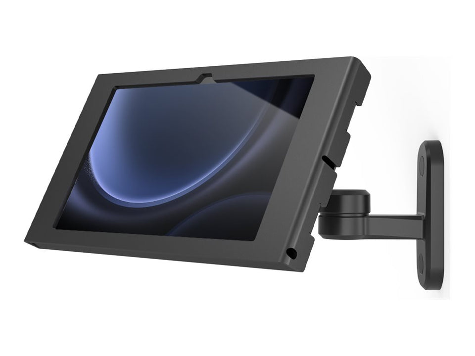 Compulocks Galaxy Tab S9/S9FE 10.9" Apex Enclosure Swing Wall Mount Black - Befestigungskit - Schwenkarm, freiliegende Front-/Rückkamera und Sensoren - für Tablett - verriegelbar - Metallrahmen - Schwarz - Bildschirmgröße: 27.7 cm (10.9")