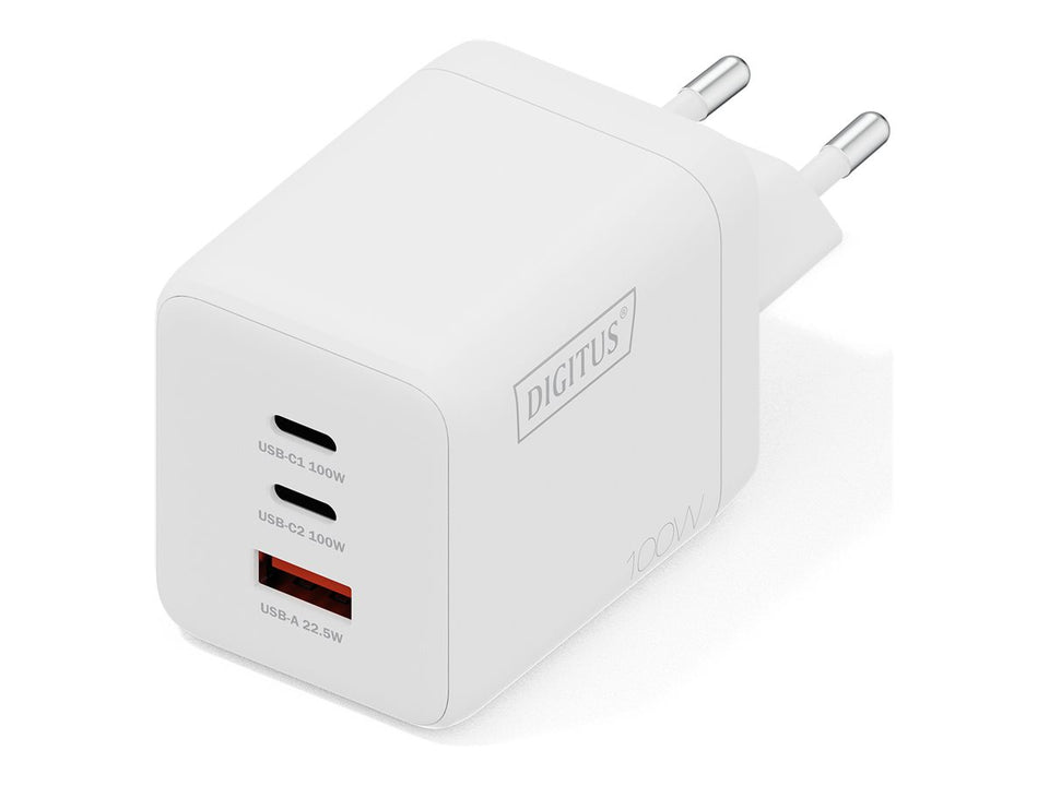 DIGITUS USB GaN Charger 100W, 2x USB-C, 1x USB-A