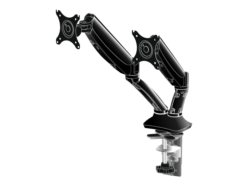 Iiyama DS3002C-B1 - Befestigungskit - einstellbarer Arm - für 2 Monitore - Schwarz - Bildschirmgröße: 25.4-68.6 cm (10"-27")