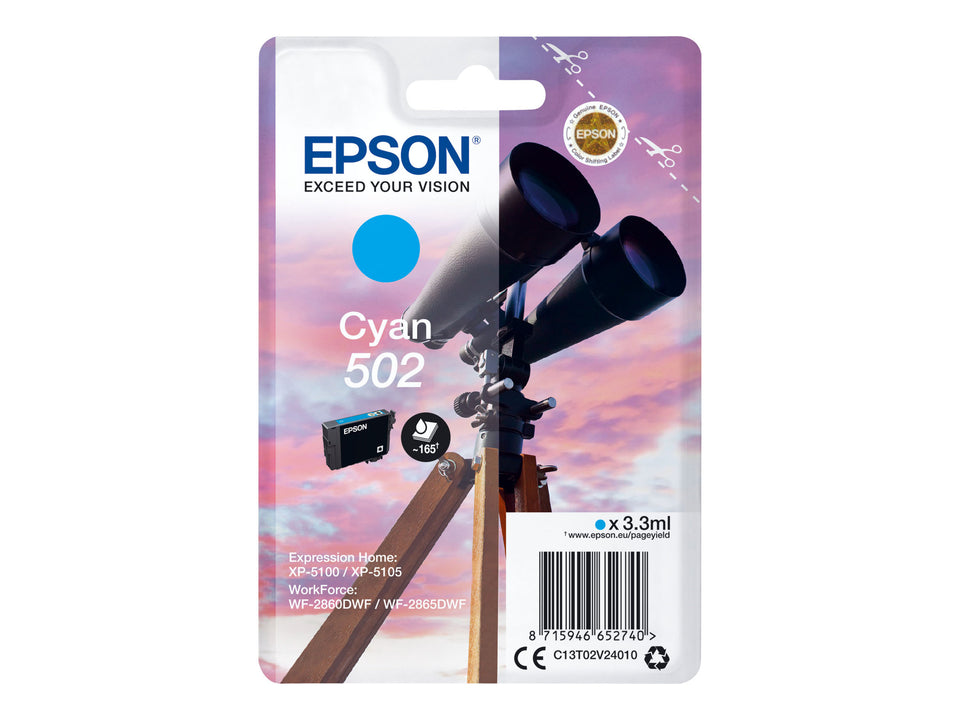 Epson 502 - 3.3 ml - Cyan - original - Blisterverpackung