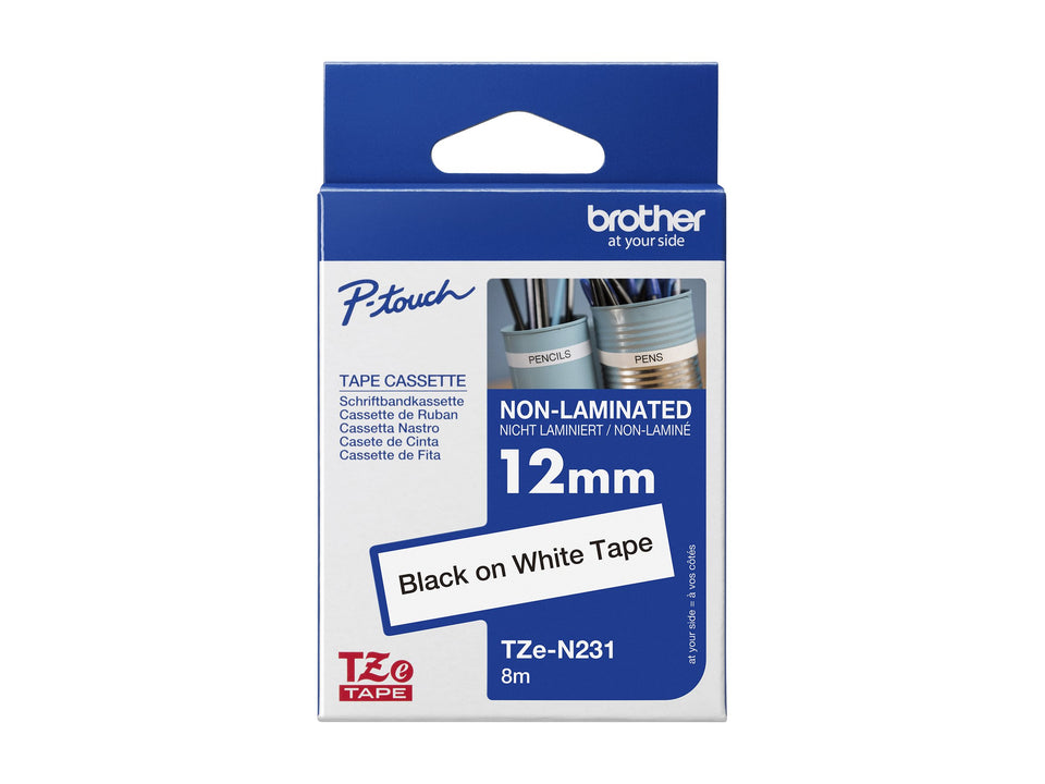 Brother TZe-N231 - Schwarz auf Weiß - Rolle (1,2 cm x 8 m)