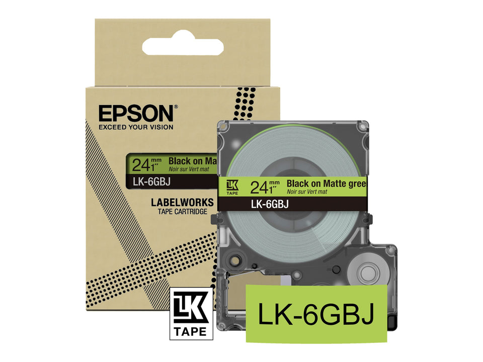 Epson LabelWorks LK-6GBJ - Schwarz auf mattem Grün - Rolle (2,4 cm x 8 m)