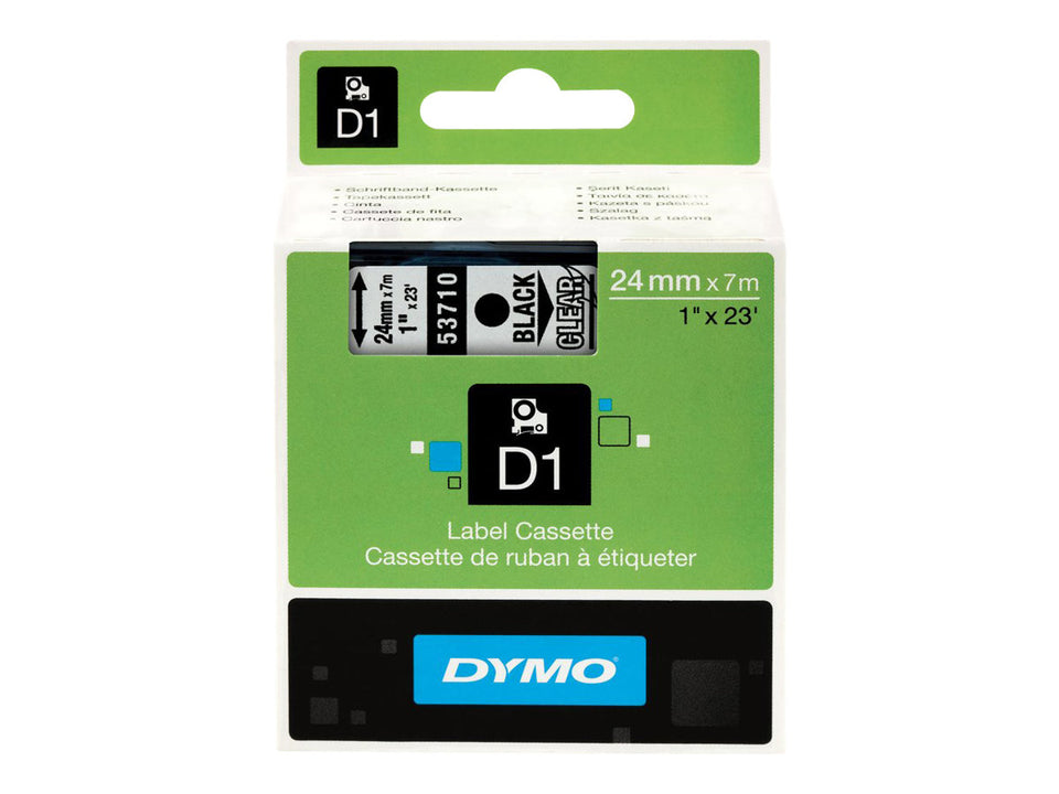 Dymo D1 - Selbstklebend - Schwarz auf Transparent - Rolle (2,4 cm x 7 m)