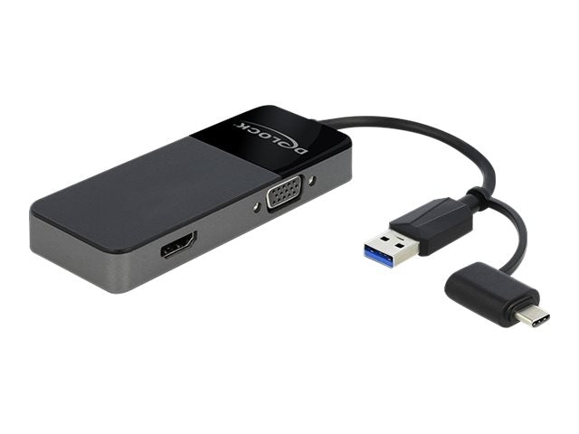 Delock Adapter USB 3.0 to 4K HDMI + VGA - Adapterkabel - USB Typ A, 24 pin USB-C männlich zu HD-15 (VGA)
