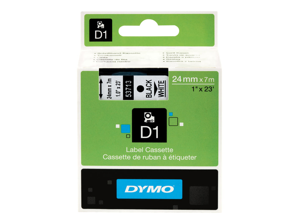 Dymo D1 - Glänzend - Schwarz auf Weiß - Rolle (2,4 cm x 7 m)