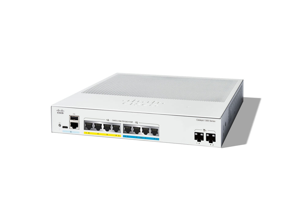 Cisco Catalyst 1300-8MGP-2X - Switch - L3 - managed - 4 x Gigabit Ethernet + 4 x 100/1000/2.5G + 2 x 10 Gigabit SFP+ - an Rack montierbar - PoE+ (120 W)