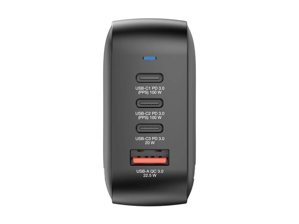Verbatim Netzteil - GaN - 100 Watt - 5 A - PD 3.0, PD/PPS, QC 4.0 - 4 Ausgabeanschlussstellen (3 x USB-C, USB)