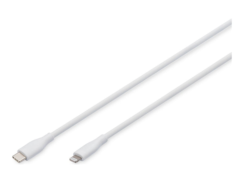 DIGITUS Lightning Silikon Anschlusskabel, USB-C - Lightning, 1m, weiß