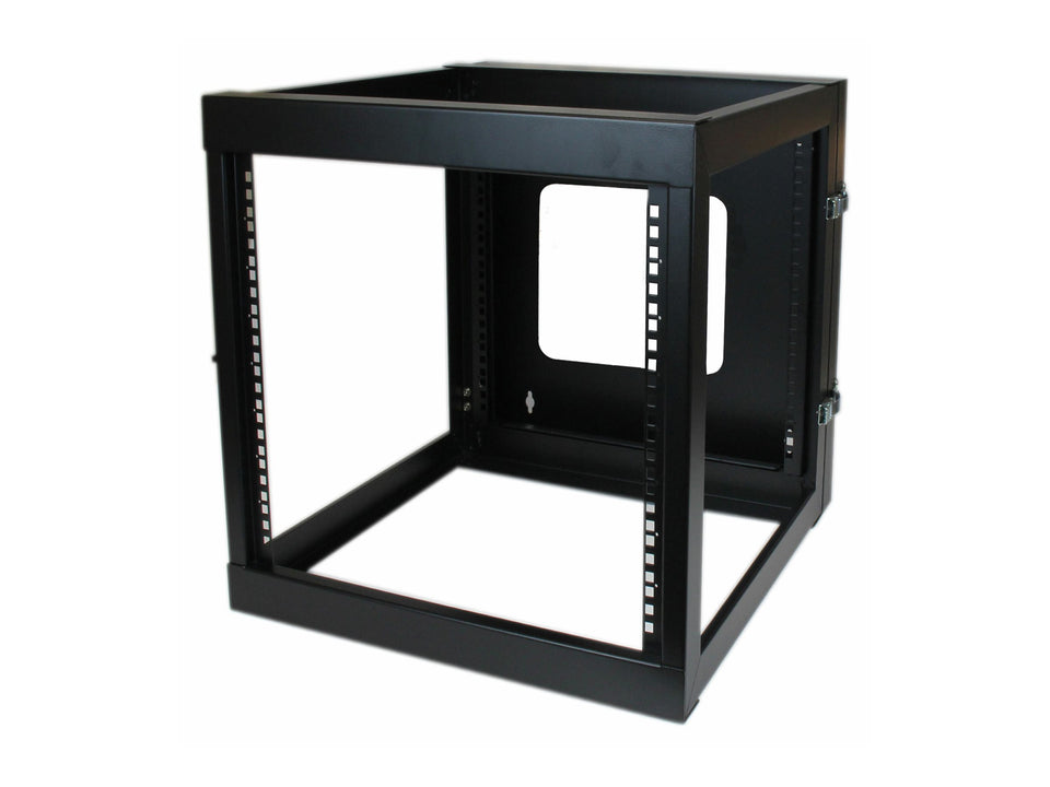 StarTech.com 12U Hinged Open Frame Wall Mount Server Rack - 4 Post 22 in. Depth Network Equipment Rack Cabinet - 140 lbs capacity (RK1219WALLOH)