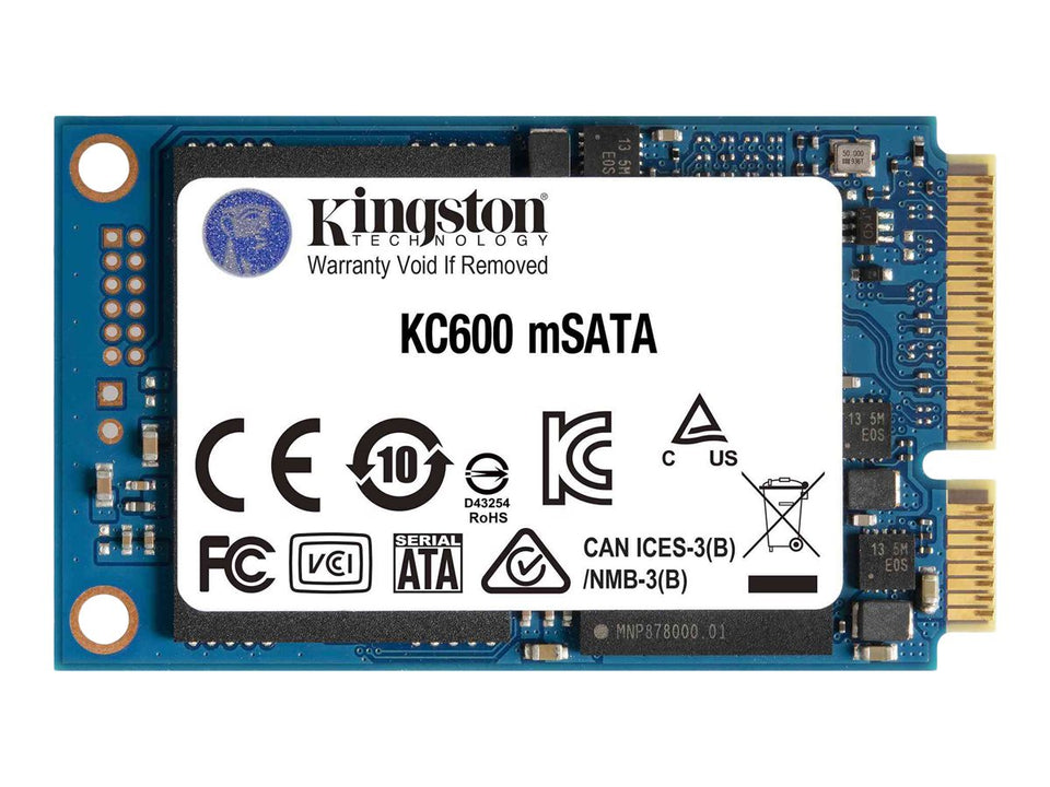 Kingston KC600 - SSD - verschlüsselt - 1024 GB - intern - mSATA - SATA 6Gb/s - 256-Bit-AES - TCG Opal Encryption, Self-Encrypting Drive (SED)