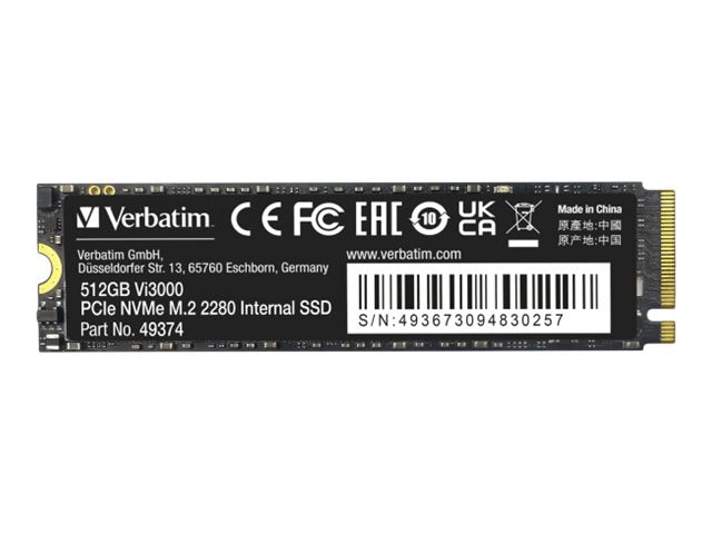 Verbatim Vi3000 - SSD - High Endurance - 512 GB - intern - M.2 2280 - PCIe 3.0 x4 (NVMe)
