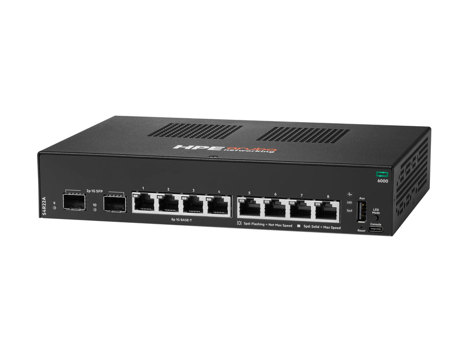 HPE Aruba Networking CX 6000 8p 10M/100M/1G 2p SFP 1G Switch - Switch - managed - 8 x 10/100/1000 + 2 x Gigabit SFP (Uplink)