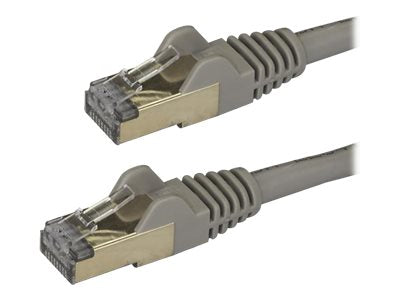 StarTech.com Startech 50cm CAT6A Ethernet Cable, 10 Gigabit Shielded Snagless RJ45 100W PoE Patch Cord, CAT 6A 10GbE STP Network Cable w/Strain Relief, Grey, UL Certified Wiring/TIA - Category 6A - 26AWG (6ASPAT50CMGR)