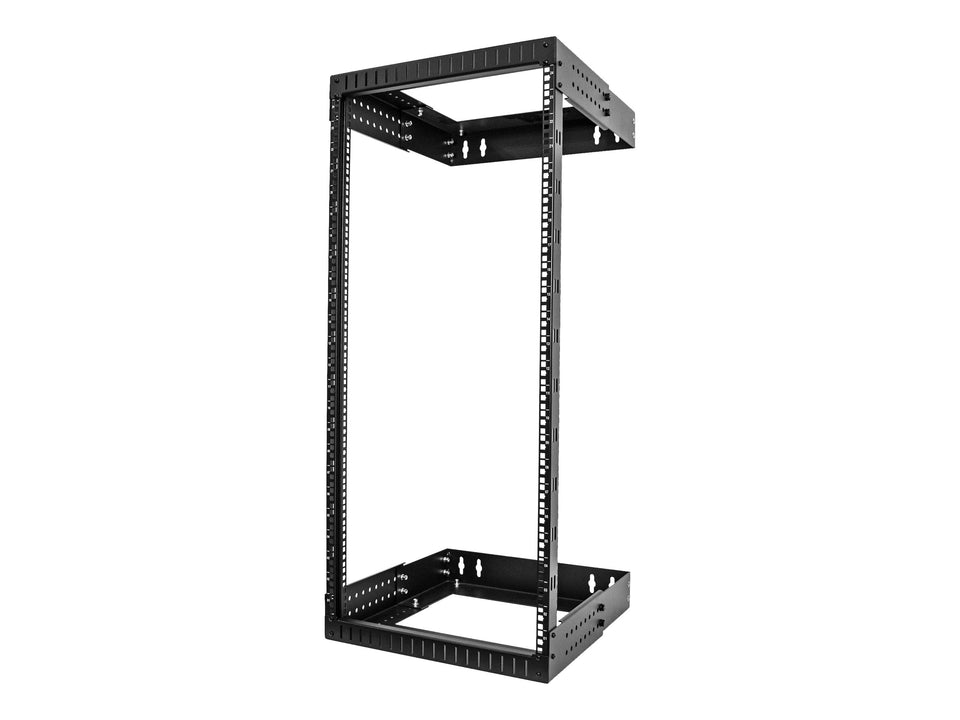 StarTech.com 24HE Netzwerkschrank 19 Zoll für Wandmontage - Einstellbare Tiefe 30 - 50 cm - 2 Pfosten Open Frame Serverschrank/Wandrack/Server rack -  Käfigmuttern & Schrauben (RACK-24U-20-WALL-OA)