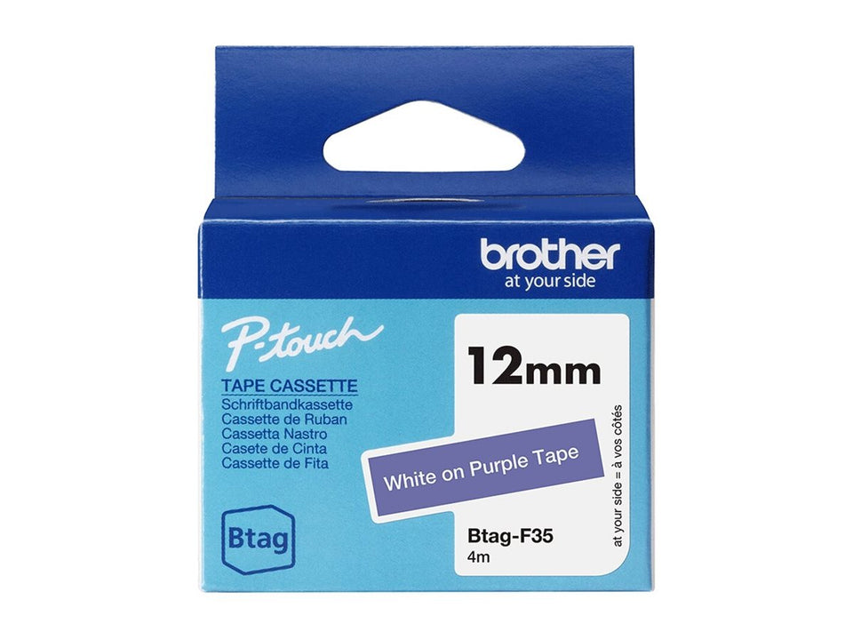 Brother BTAG-F35 - Weiß auf Lila - Rolle (1,2 cm x 4 m)