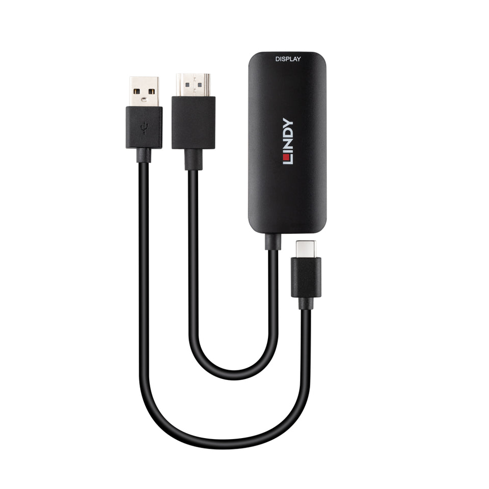 Lindy Videoadapter-Kit - HDMI, USB-C (nur Spannung) zu 24 pin USB-C weiblich - 20 cm - Schwarz - Unterstützung für 4K60Hz (3840 x 2160)