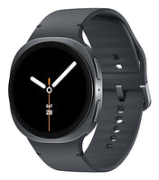 Samsung Galaxy Watch8 - 44 mm - Carbon-Schwarz - intelligente Uhr mit Sportband - Gummi - Graphit - Bandgröße: M/L - Anzeige 3.7 cm (1.47")