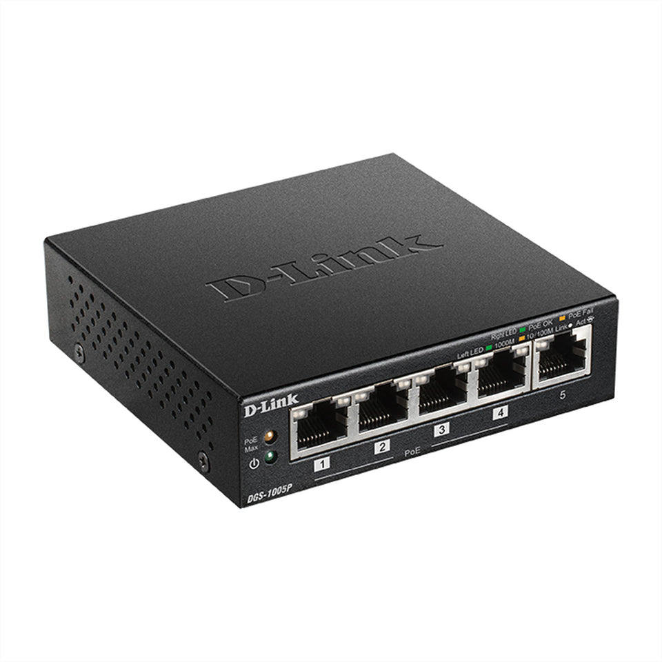 D-Link DGS-1005P Desktop PoE+ Switch DGS 1005P - Switch - WLAN