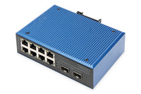 DIGITUS Switch - industriell - 8 x 10/100 + 2 x Gigabit SFP - an DIN-Schiene montierbar - PoE+ (200 W)
