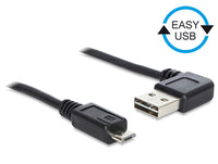 Delock Easy - USB-Kabel - USB (M) links/rechts abgewinkelt, umkehrbar zu Micro-USB Typ B (M)