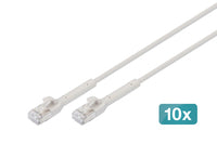 DIGITUS CAT 6A F-FTP abwinkelbares Patchkabel, Kupfer, 0,5 m, grau, 10 Stück